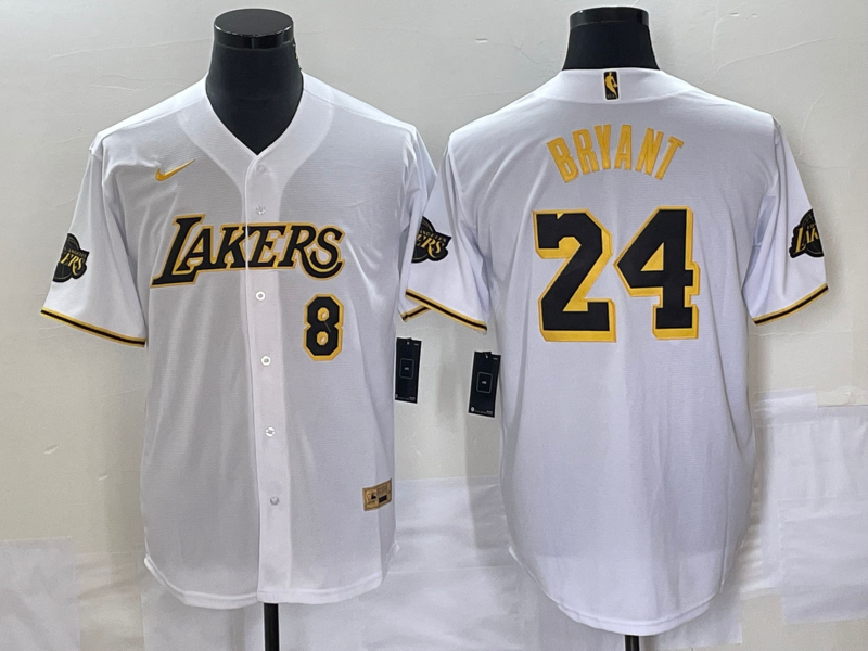 Men Los Angeles Lakers 24 Bryant white 2023 NBA Jersey style 3